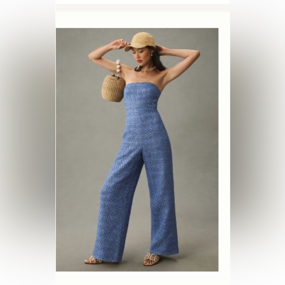 Anthropologie x Mare Mare sold out blue silver tweed jumpsuit xs